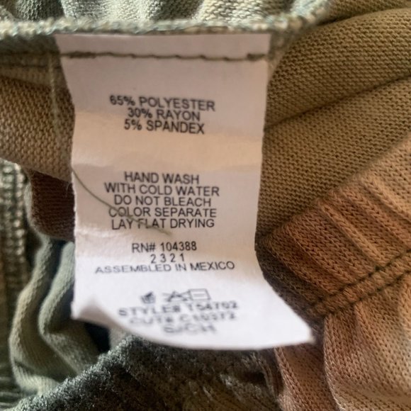 NWT GAZE WOMEN'S TIE DYE ELASTIC TIE WAIST BLOUSE GREEN MULTI-COLORED SMALL - Picture 5 of 6